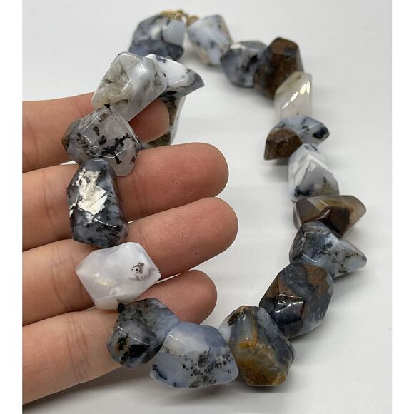 GSJ Signed 144 Grams Chunky Raw Agate Heavy 16" Necklace 14k Statement VTG - Picture 4 of 12